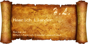 Hemrich Liander névjegykártya